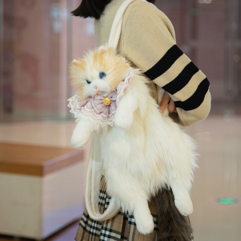 猫咪布偶双肩包抖音同款仿真公仔书包可爱生日礼物玩偶猫咪背包