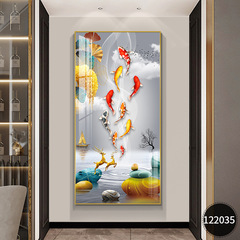現代のシンプルな入戸玄関装飾画はドアの廊下の通路の結晶磁器に9魚の絵を掛けて良い壁画を意味します。