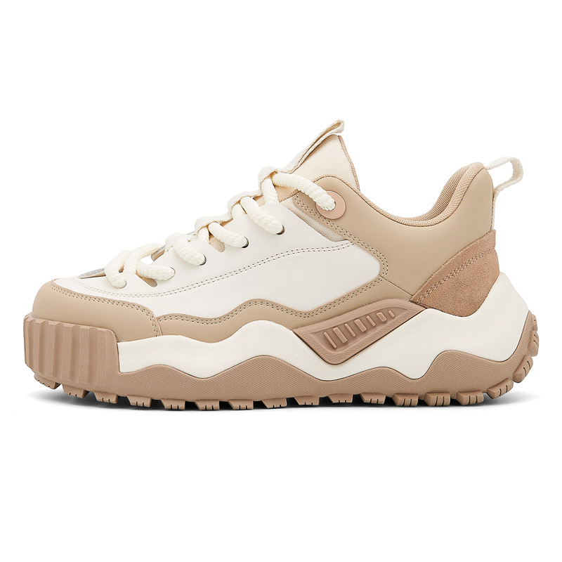 2024 Spring Trend Men's Shoes Retro Color Block Thick Sole Dad's Shoes Men's Outdoor Sports Casual Shoes Heel-raise White Shoes