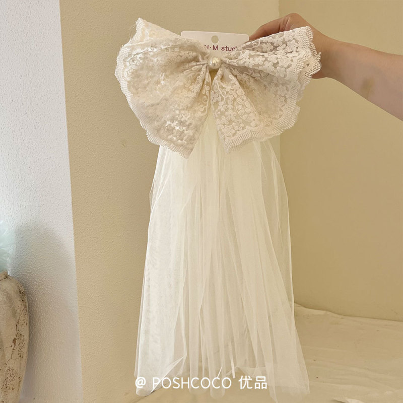 韓系蝶結びのベールの誕生日の王女の女の子のカチューシャの子供の服装の雰囲気感のネットの赤いパーティーの写真の道具|undefined