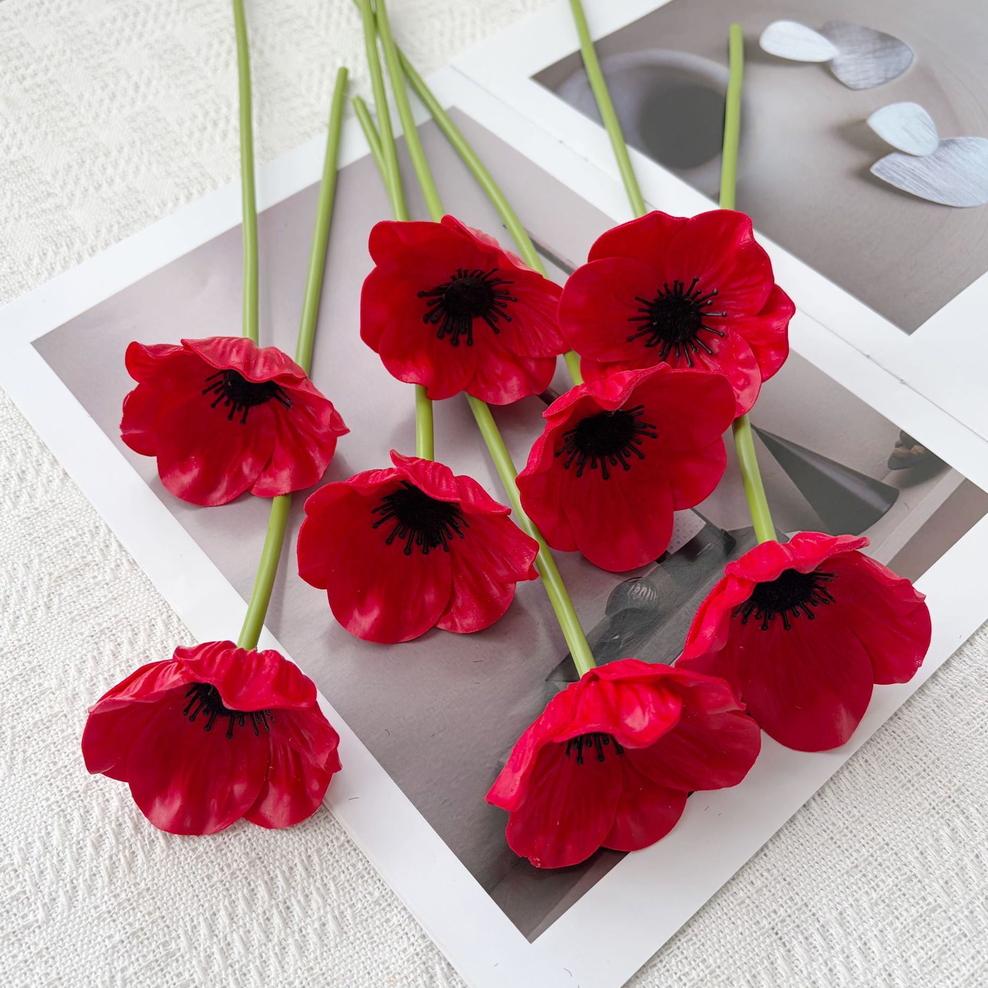 Ins yu meiren flor artificial PU mini flor de amapola flor artificial arreglo floral decoración accesorios sala de estar dormitorio decoración adornos