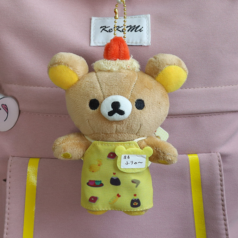 日系リラックマ20周年デパート店長ストラップ人形かわいい熊ミニぬいぐるみリュックサック飾り