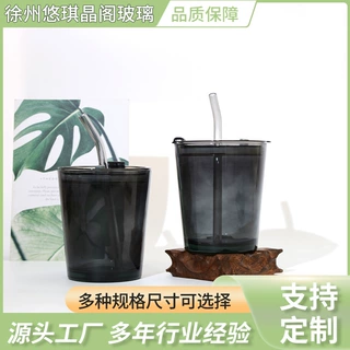定制300ml钠钙透明玻璃杯茶水杯牛奶杯可乐杯源头厂家精选吸管杯
