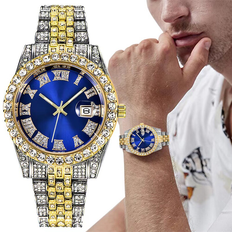 Cross-Border Popular New Product Full Diamond Roman Scale Calendar Fashion Women's Watch Luxury Rhinestone Watch Manufacturer Ready Stock Cross-Border Popular New Product Full Diamond Roman Scale Calendar Fashion Women's Watch Luxury Rhinestone Watch Manufacturer Ready Stock