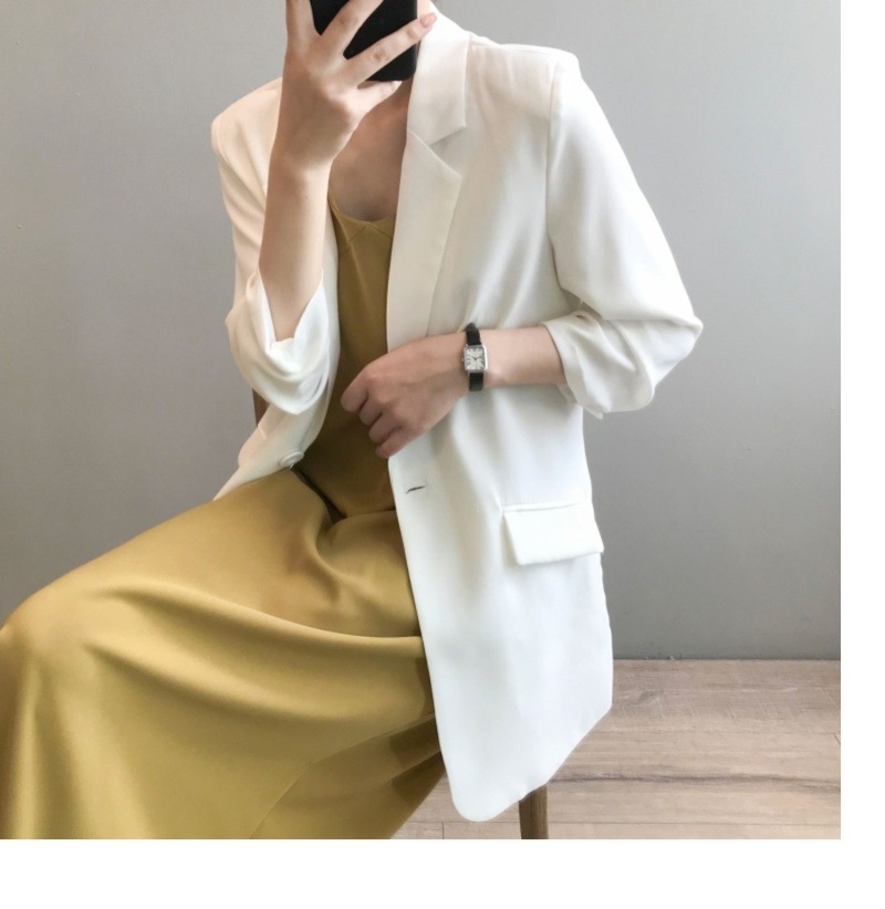 Weißer Chiffon Blazer Für Damen Leichter Sommermantel Locker_voghion.com