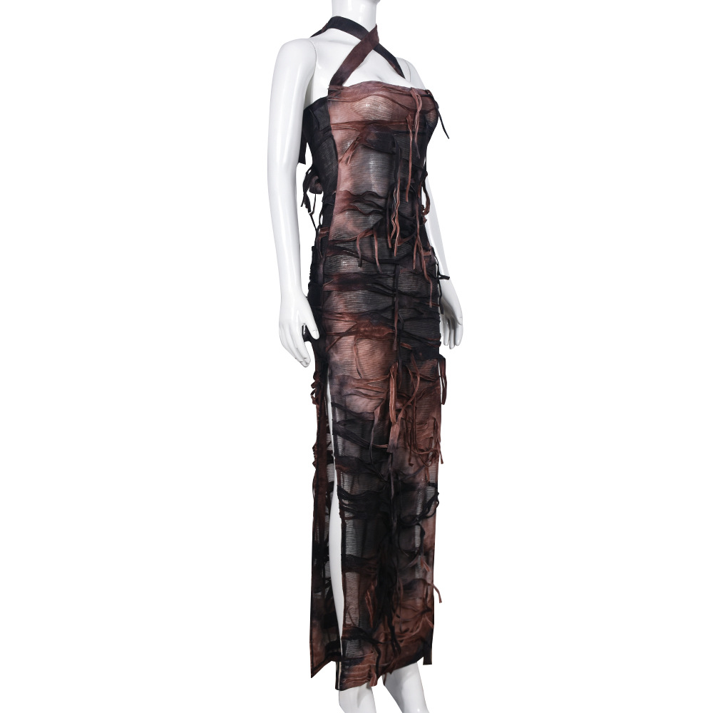 Women's Sheath Dress Streetwear Collarless Backless Sleeveless Abstract Midi Dress Daily Beach display picture 5