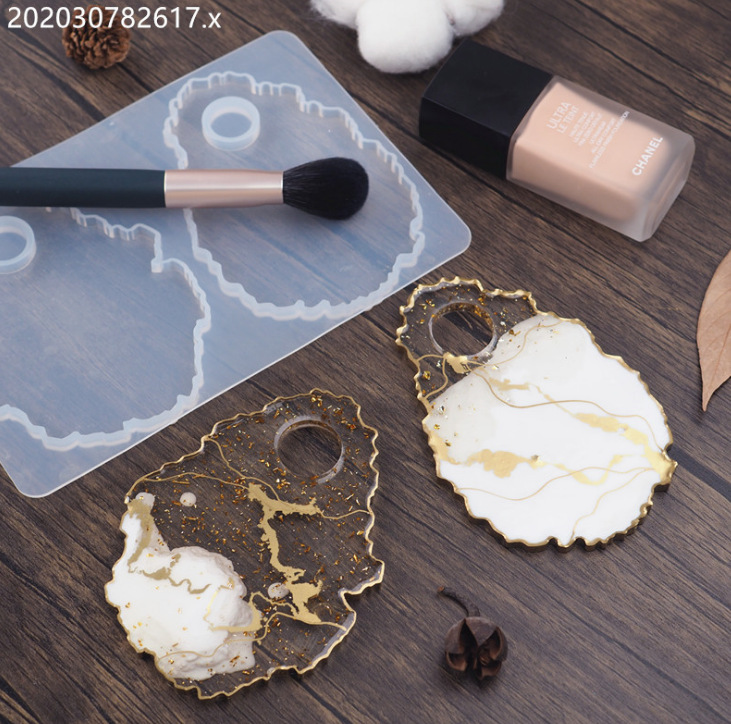 DIY crystal epoxy makeup tray dish irreg...