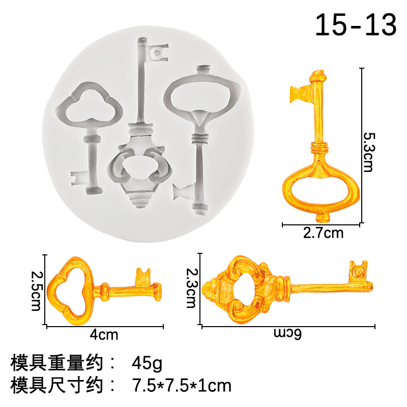 Clave fondant molde decoración de la torta clásica retro cerradura chocolate molde de silicona aromaterapia molde de yeso