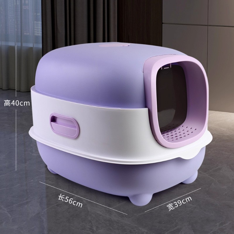 Explosión transfronteriza de arena para gatos totalmente cerrada inodoro para gatos de gran tamaño, arena para gatos de gran tamaño portátil, lavabo de heces para gatos de gran tamaño