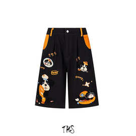 THS |26春季新品现货美式趣味设计牛仔短款情侣款