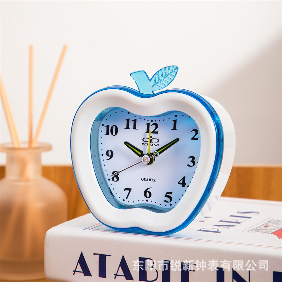 Fábrica directa de moda simple plástico manzana pequeña despertadora dormitorio salto de segundo despertador reloj de estudiante digital