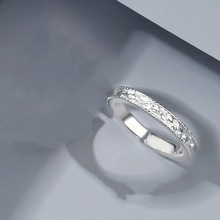冠臻s925纯银肌理闪烁戒指简约时尚小众设计轻奢高级感开口戒指环