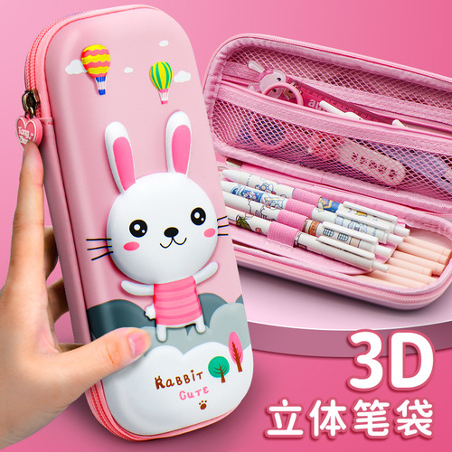 3D three-dimensional pencil case wholesale cartoon primary school children's large capacity EVA stationery box for men and women waterproof cute pencil case