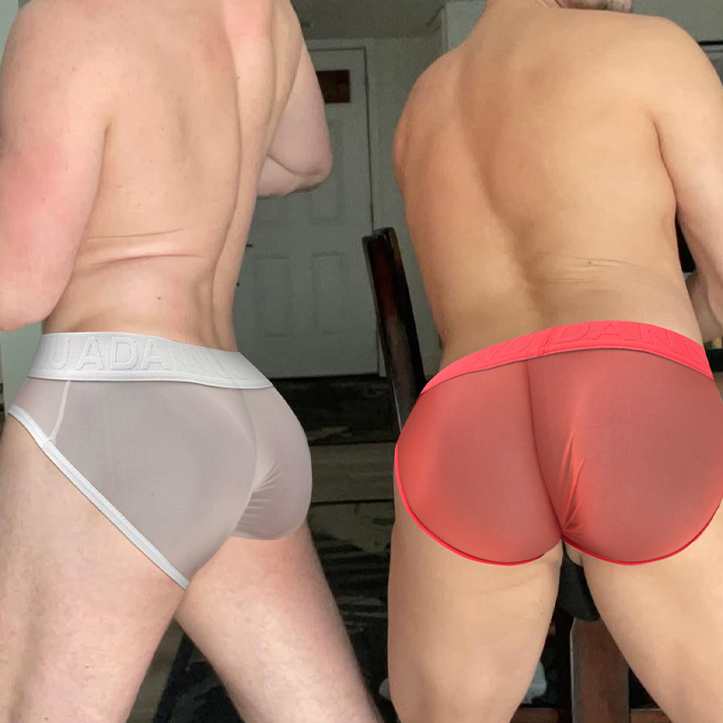 Differentiated New Product Men's Super Sexy Nylon Transparent Mesh Splicing Briefs Thong Lace Hip Wrap