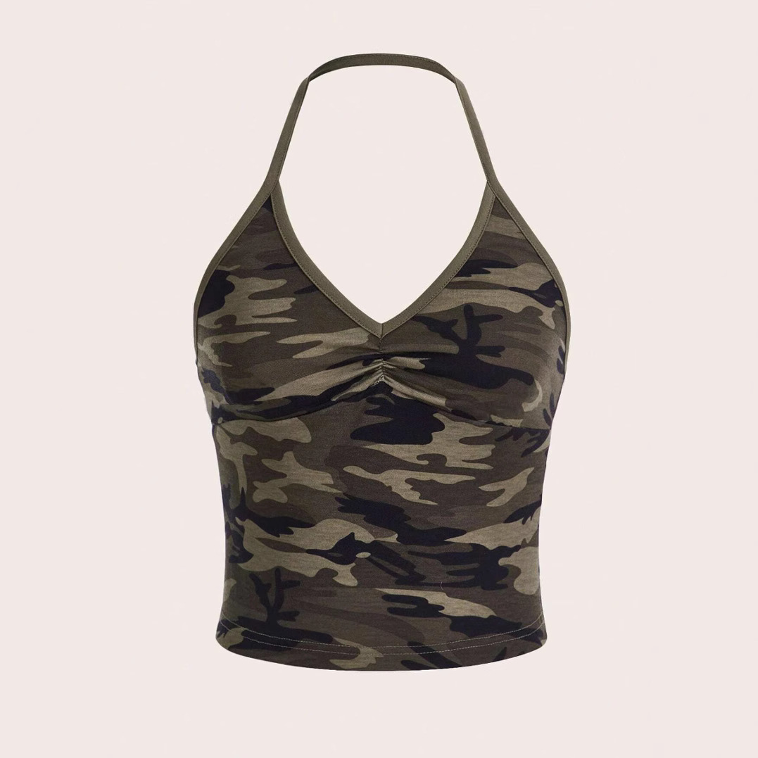 [Si Shen] Amazon AliExpress y2k European and American sexy camouflage neck camisole
