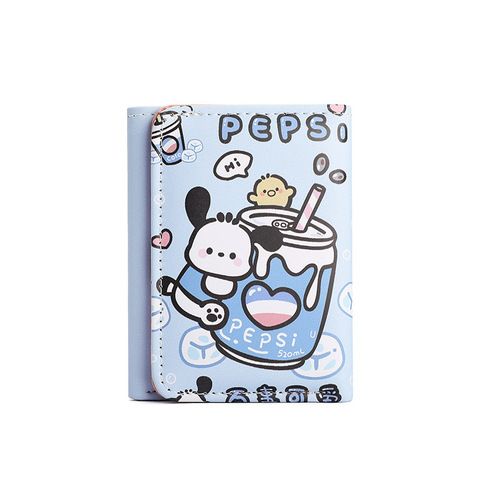 Ladies  New Foldable Wallet Cute Low-Key Small Zero Wallet Card Holder Short Handle Leather Purse with Ins Style