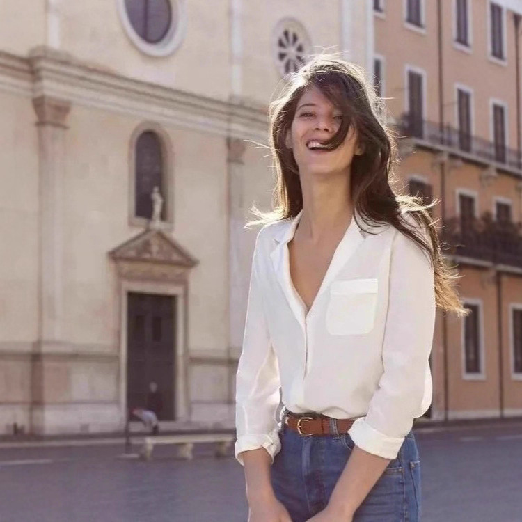 French Elegant Heavy Silk Crepe De Chine White Shirt for Women 2025 Early Spring New Product