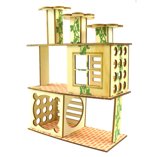 Hamster climbing frame small pet log toy tree nest ladder fence springboard platform building foundation cage villa