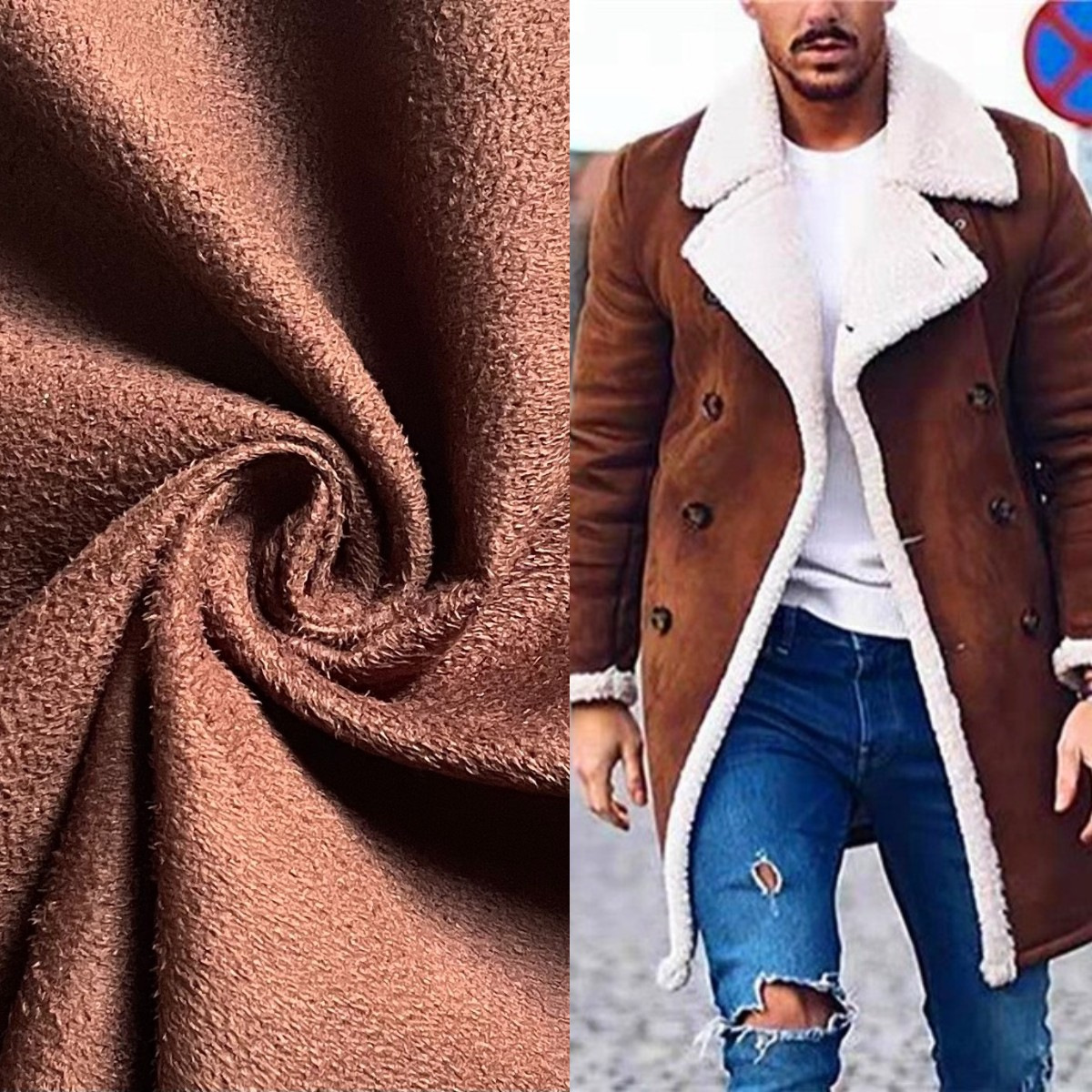 【工厂直销】海岛丝涤棉交织麂皮绒 休闲夹克外套时装面料