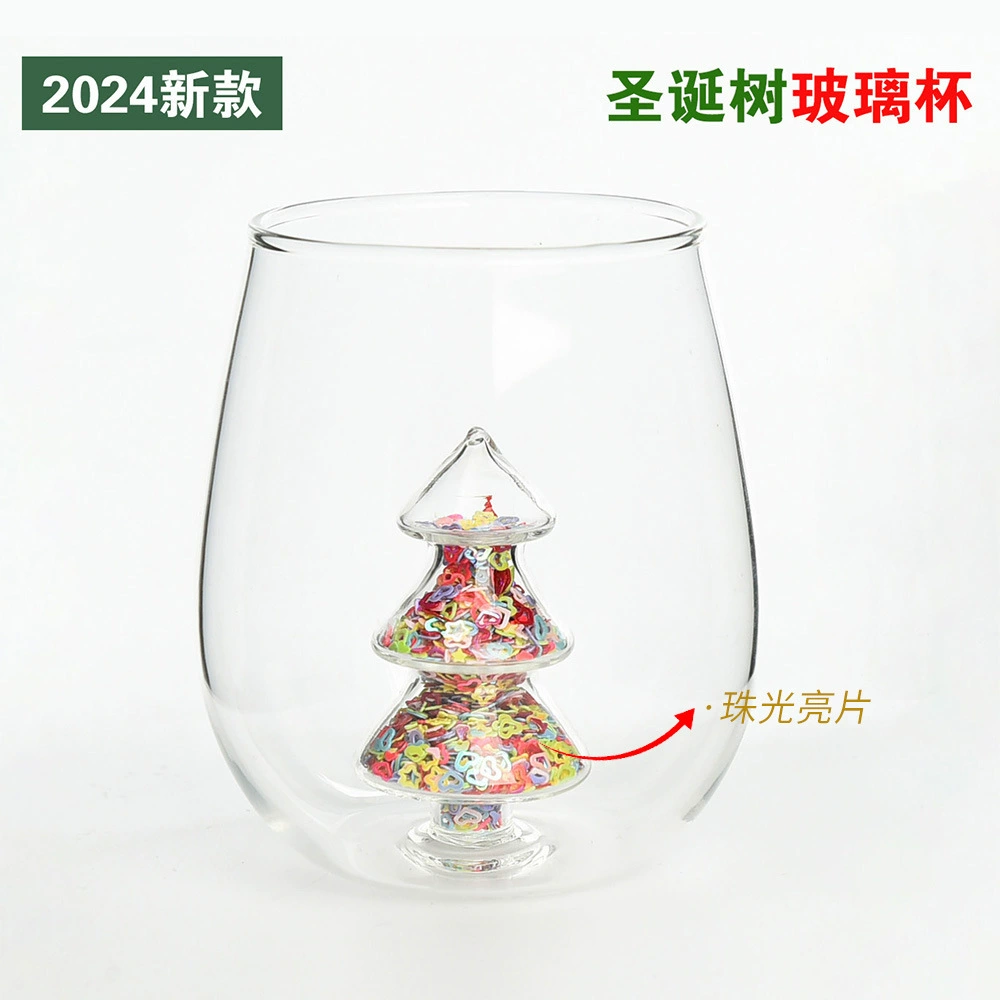 Креативная рождественская елка стеклянная чашка воды стерео рождественские цветные блестки чашка молока сок чашка фабрика оптом