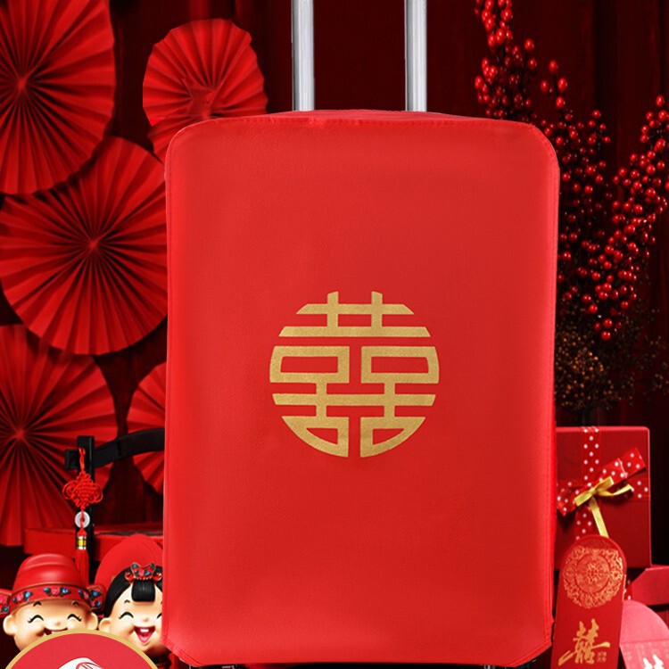 Luggage Cover, Wedding Box Cover, Dowry Wedding Cover, Password Suitcase Dust Bag, Happy Word Protective Cover, Red