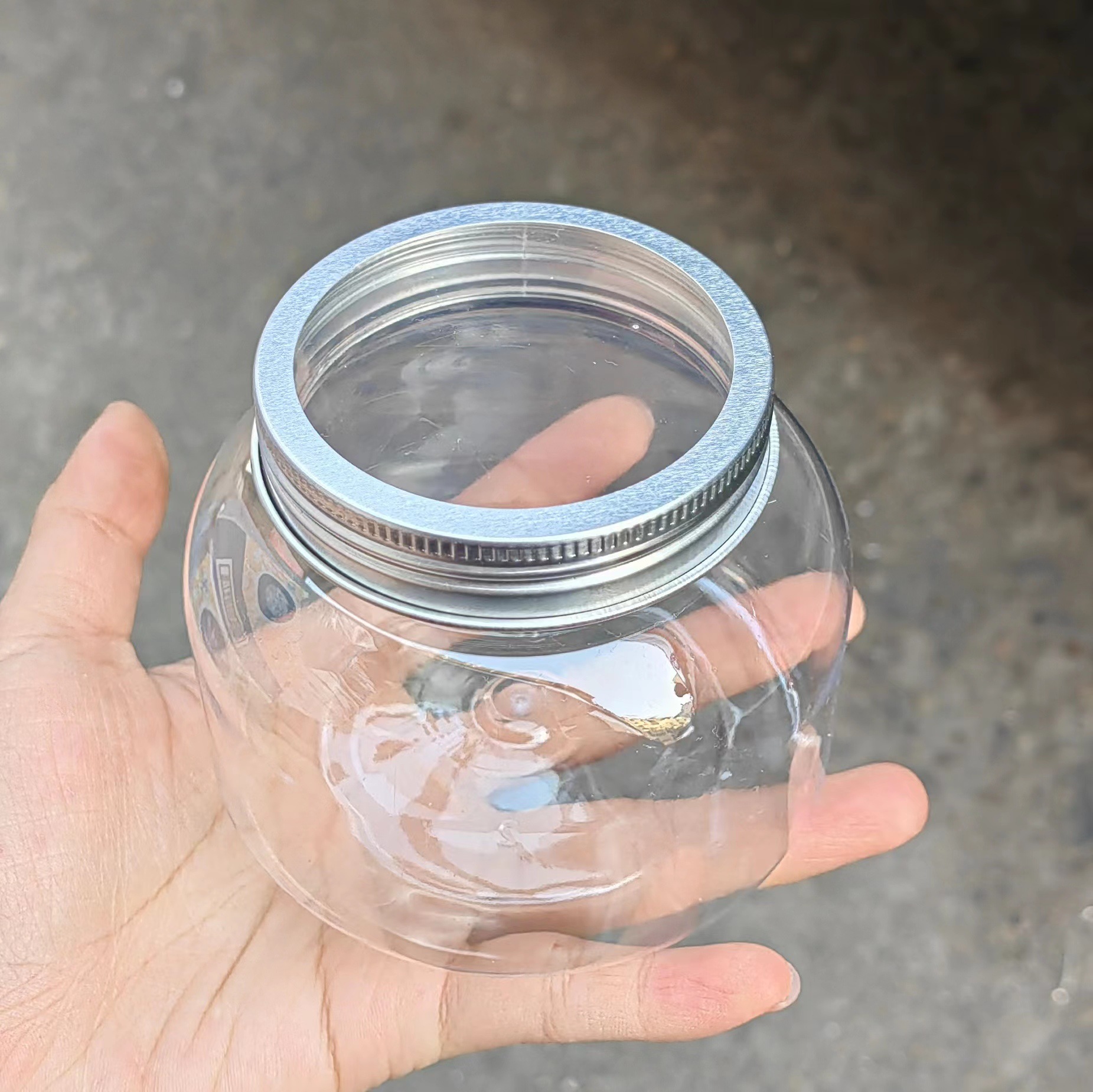 65口径 胖胖瓶大肚瓶发圈包装盒头饰收纳盒铝盖塑料盒吹塑瓶 厂家