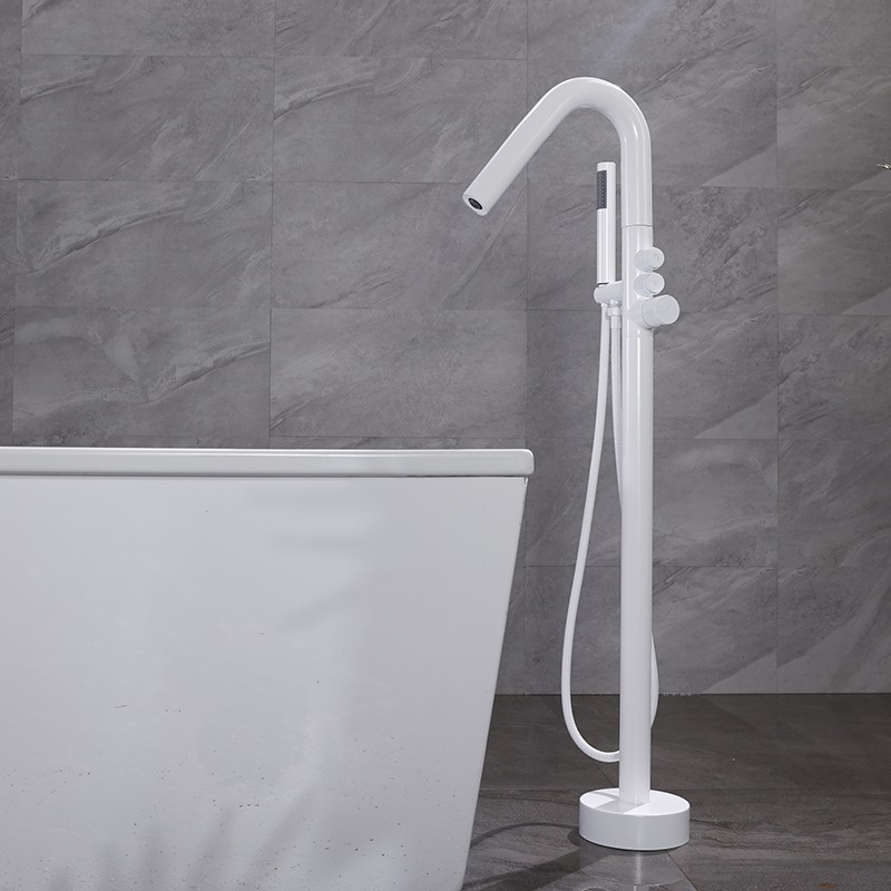 Blanco grifo de bañera de piso redondo