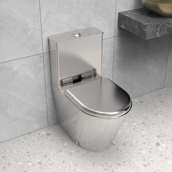 Customized supply stainless steel toilet with water tank prison public toilet toilet toilet padded 304 stainless steel toilet