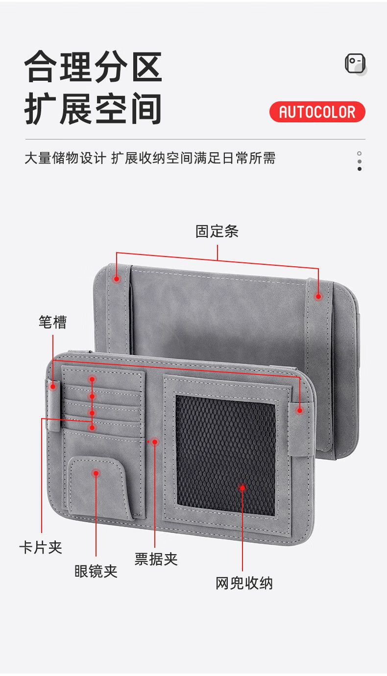 Car Sun Visor Glasses Holder Bill Holder Multifunctional Certificate Holder Storage Bag Suede Simple Bill Holder Universal