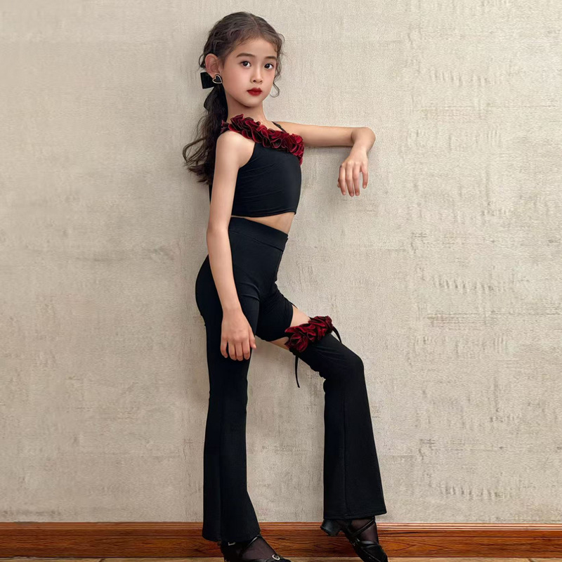 FAZ 子供用ハイエンドトレーニング服ラテンダンス服女の子インターネット有名人プロレーストレーニングパンツパフォーマンス服|undefined