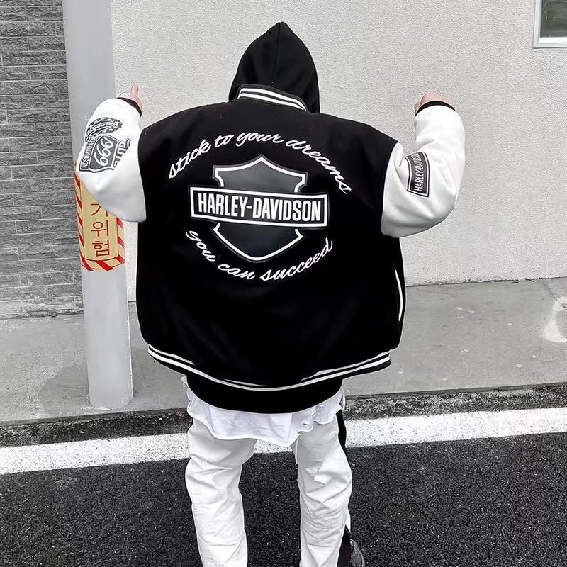 야구 유니폼 남성 겨울 아메리칸 스트리트 가을, 겨울 복고풍 녹색 퀼트 재킷 소년면 재킷