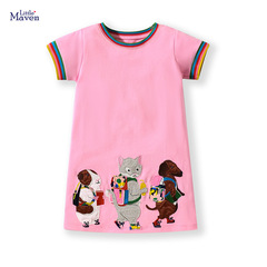 Little Maven: European & American-style Kids' Dresses—Drop Shipping Available! Summer New Arrivals—Cotton Girls' Striped Embroidered Dresses