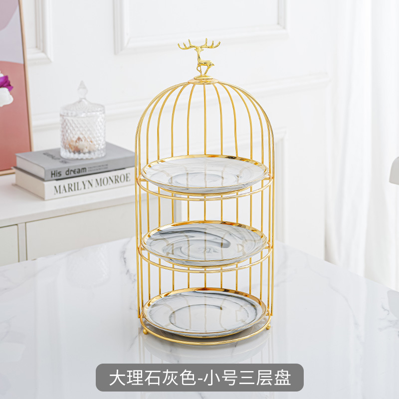 Estilo nórdico cerámica multi-capa plato de fruta sala de estar tarde té postre mesa de postre bandeja de la torta de lujo ligero soporte de exhibición