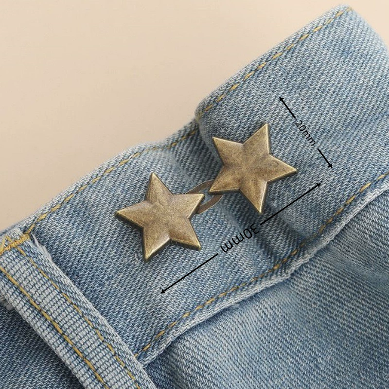 Nail-Free Removable Waist Buckle Pair, Flat-Bottom Seamless Buttons for Pants & Skirts, Assorted Designs
