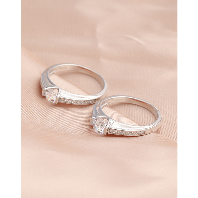 Anillo de zircón de diamante de plata 925 para mujeres anillo de pareja cerrado de matrimonio anillo de diamantes simulado regalo de novia