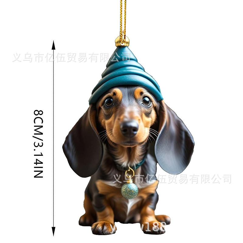 国境を越えた新製品クリスマス趣味ソーセージ犬車載装飾品ペンダントアクリル平面車内装ペンダント|undefined