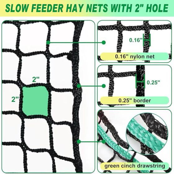 Round hay net 5cm hole large hay bag horse cattle sheep camel livestock slow feeder horse grass net bag