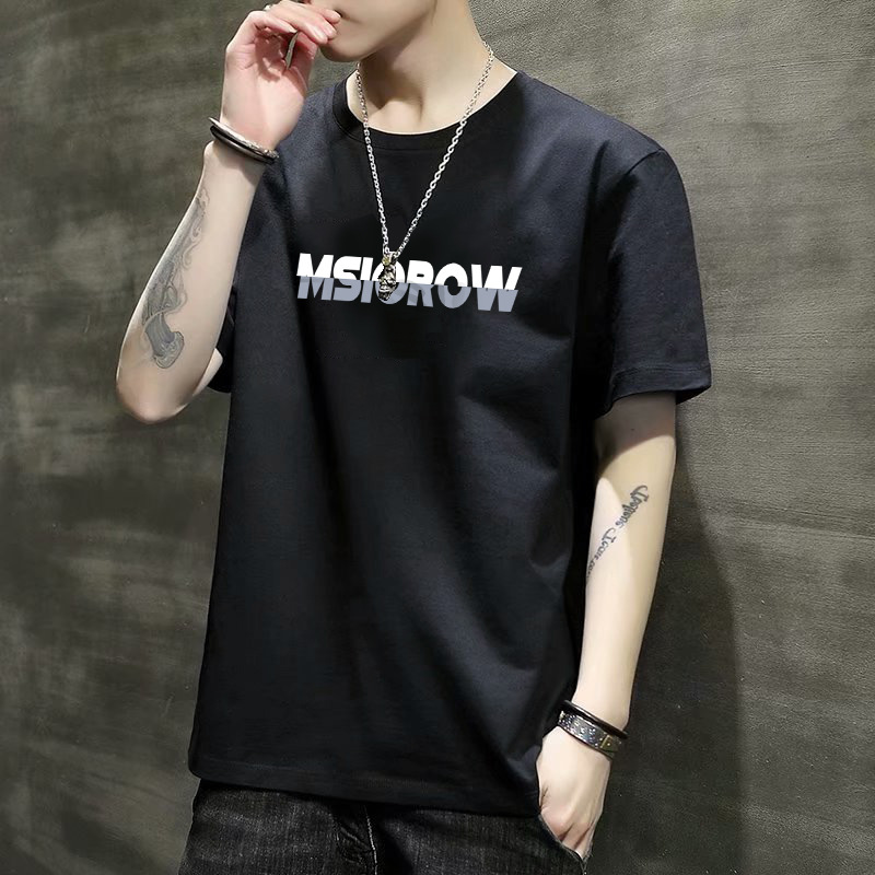 Verano ins celebridad en línea estilo coreano SLIM-Fit Camiseta de manga corta juventud carta impresa personalizada cuello redondo Camiseta casual base T