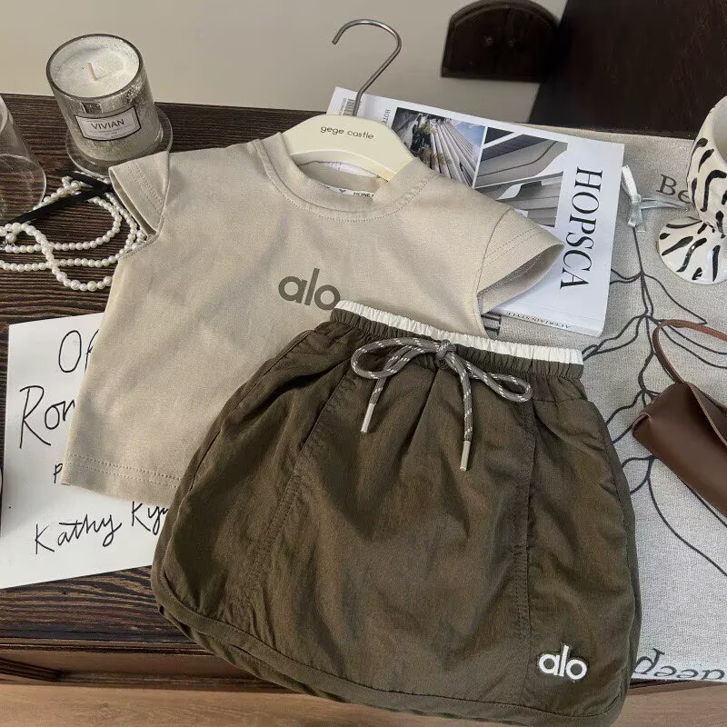 Girls Fashion Suit Summer Kidsren's Short-Sleeved Tops + Skirts Two-Piece Set 3-8 Years Old Kidsren's Clothing Drop Shipping