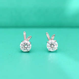 Sterling Silver S925 Moissanite Bunny Necklace Internet Celebrity 1 karat Mossanite Light Luxury Style Lovely Clavicle Chain