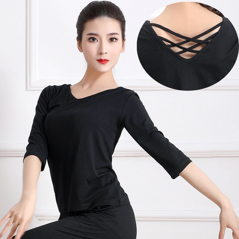 Chinese Dance Costume Latin Dance Top for Women Adult Classical Dance Exam Outfit Modern Dance Practice Outfit Body Suit Short Sleeve