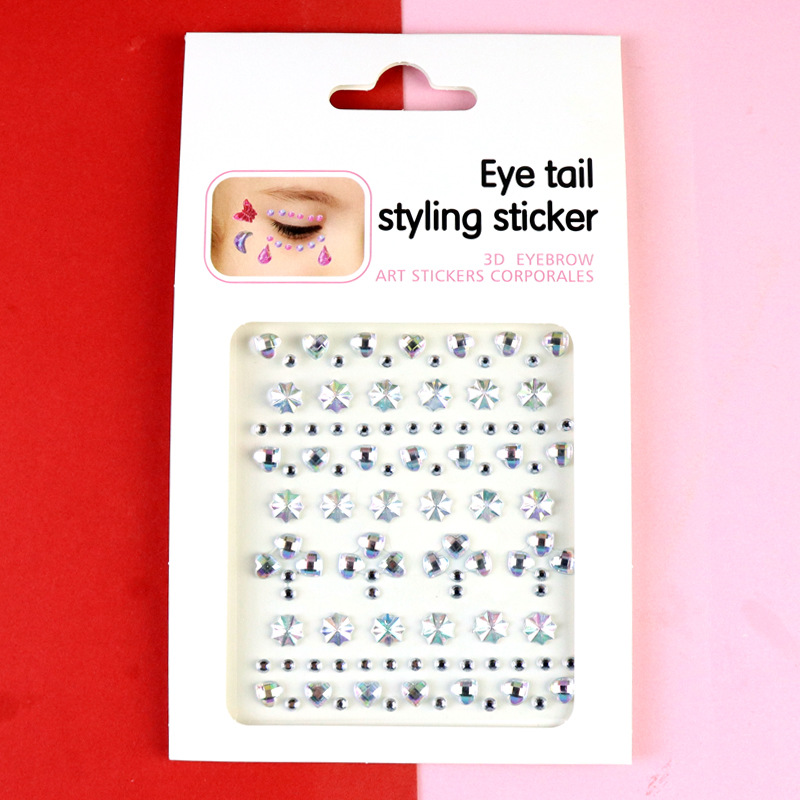 Transfronterizo AB diamantes coloridos joyas de maquillaje de ojos maquillaje facial pegatinas de diamante para niños espectáculo de escenario pegatinas faciales pegatinas de cristal perlas