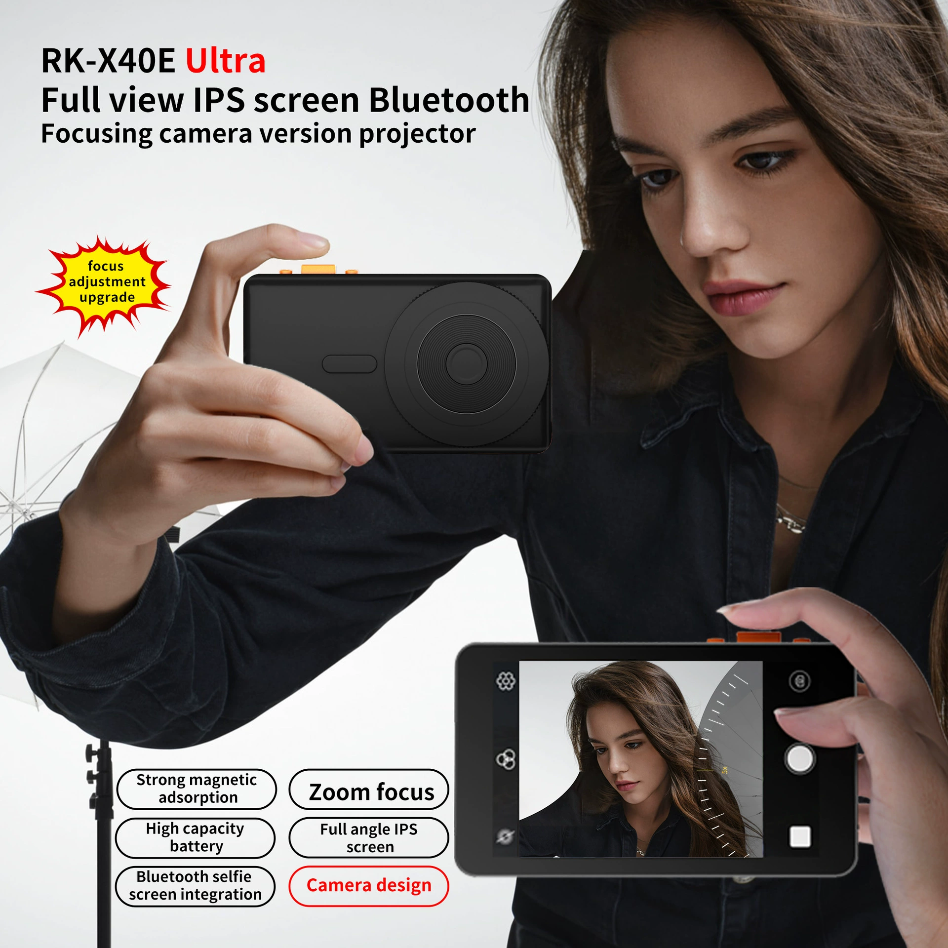 Магнитный селфи-экран Bluetooth, версия с камерой, проектор для телефона