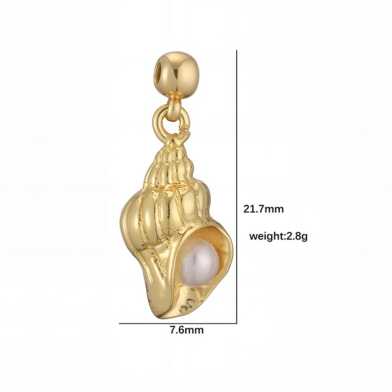 1g Weight Pendant Jewelry Making Type Copper Material Geometric, Letter, Conch Pattern Colorful Diamond Inlaid Copper Necklace DIY Personalized Mermaid Turtle Sea Snail O-shaped Women's Jewelry Accessories 8