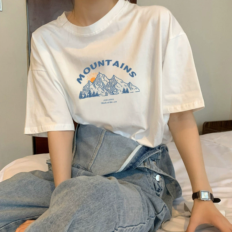 Летняя женская футболка из чистого хлопка 2025 года, свободного кроя, с коротким рукавом, белая, для ношения под другие одежды, оптовая продажа, японский и корейский повседневный стиль
