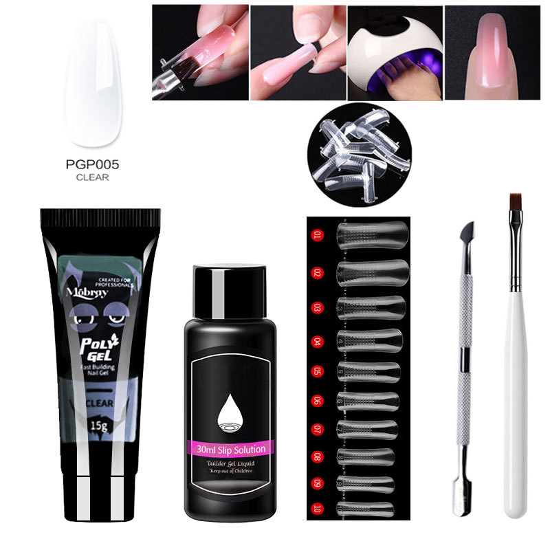 Suministro transfronterizo venta rápida extensión de traje de manicura conjunto completo de uñas de cristal forma extensión pegamento para hornear lámpara UV pegamento