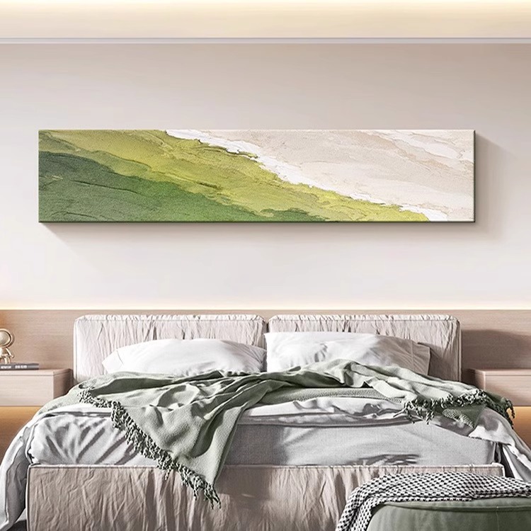 Simple bedroom decorative painting master bedroom bedside horizontal version silent texture hanging painting light luxury living room sofa background wall mural