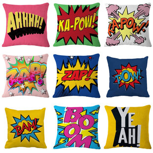Factory Straight Hair Cartoon Blasting Digital Printing Linen Pillow Home Car Sofa Cushion Backrest Pillow Case