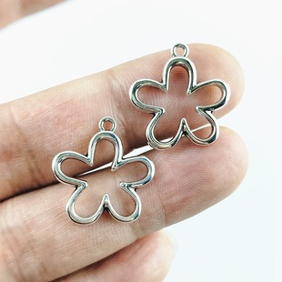 Plant Jewelry Series Metal Accessories Hollow Five-petal Flower Pendant DIY Necklace Earrings All-match Small Pendant