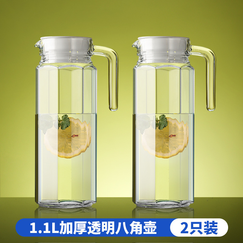 Taza de agua fría de vidrio resistente al calor, tetera de té de gran capacidad, taza de agua fría blanca resistente a altas temperaturas, botella de frutas al por mayor